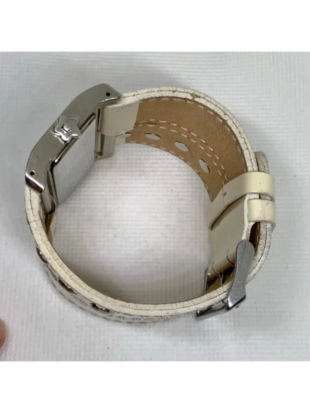 Just Sweet silver tone watch 50mm wide case band quartz analog stars running